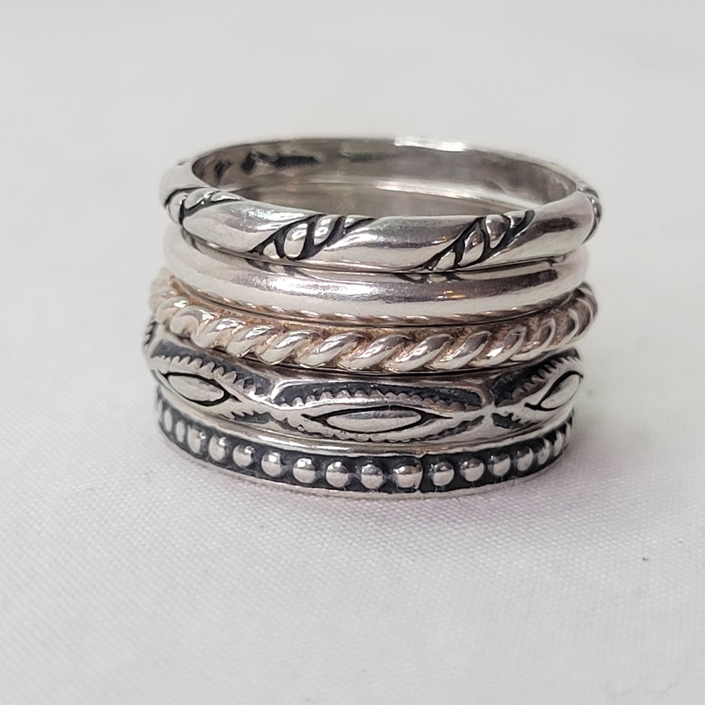 Silpada Set of (5) Stackable Band Rings, R0593, Sterling Silver